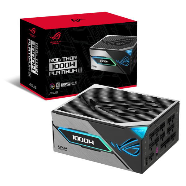 بور سبلاي  ASUS ROG THOR 1000W Platinum III – احترافي قابل للفك بالكامل بشاشة OLED مغناطيسية ودعم ATX 3.1