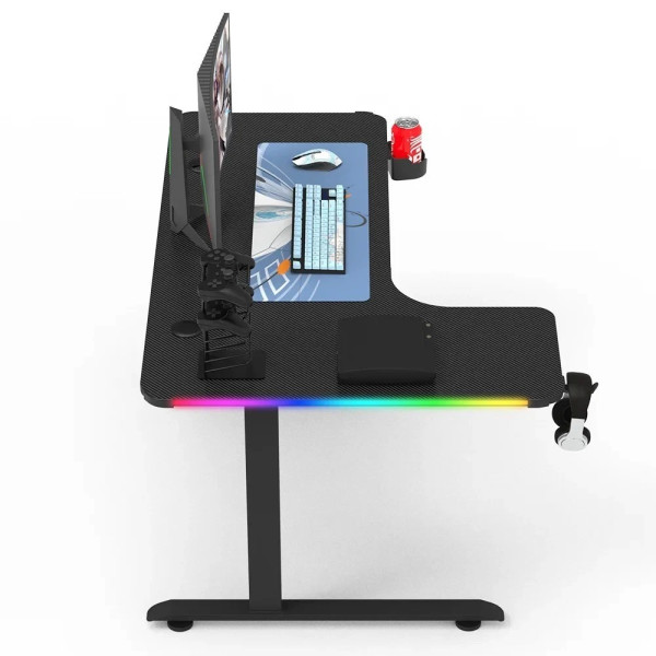Gaming Desk STRONG HAND-L LS2-1400 RGB – Left Corner Design – Black Gaming Desk STRONG HAND-L LS2-1400 RGB – Left Corner Design – Black