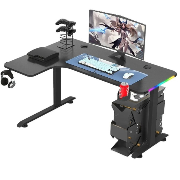 Gaming Desk STRONG HAND-L LS2-1400 RGB – Left Corner Design – Black Gaming Desk STRONG HAND-L LS2-1400 RGB – Left Corner Design – Black
