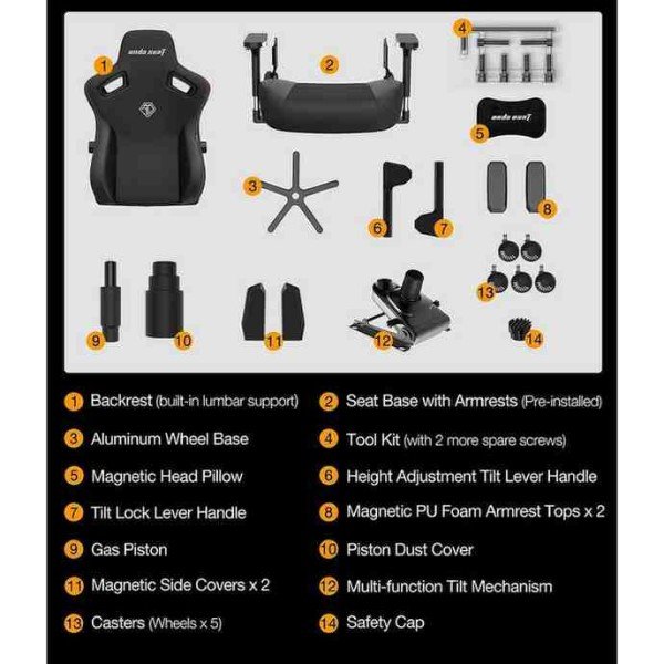 كرسي ألعاب أندا سيت كايسر 3 XL - جلد PVC فاخر، أبيض غائم
