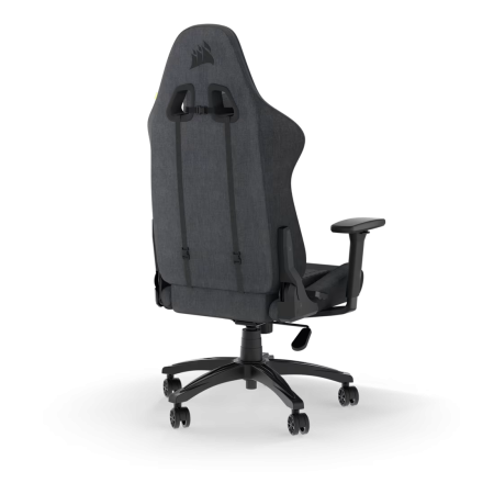 كرسي ألعاب CORSAIR TC100 RELAXED Fabric, تصميم RELAXED, وسادة للرأس ودعامة للظهر قابلة للإزالة  تنجيد قماشي, مساند ذراع 2D, قدرة تحمل حتى 120 كجم - أسود/ رمادي