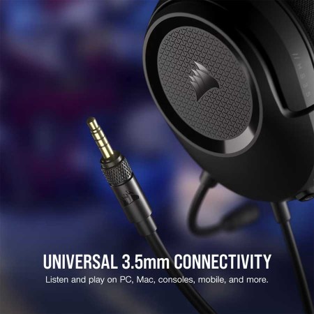 سماعة ألعاب سلكية احترافية Corsair HS35 V2، مزودة بمشغلات صوت Neodymium بحجم 50 مم، وميكروفون مرن أحادي الاتجاه، مع أزرار تحكم مدمجة على السماعة – اسود سماعة ألعاب سلكية احترافية Corsair HS35 V2، مزودة بمشغلات صوت Neodymium بحجم 50 مم، وميكروفون مرن أحادي الاتجاه، مع أزرار تحكم مدمجة على السماعة – اسود