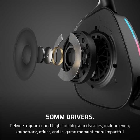 سماعة رأس للألعاب لاسلكية احترافية Corsair VOID Wireless V2، صوت قوي وغامر، تصميم مريح مناسب للاستخدام الطويل، تصميم أنيق – اسود