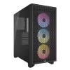 صندوق احترافي العاب Corsair 3000D RGB Airflow بتصميم Mid-Tower، واجهة أمامية عالية التهوية، 3 مراوح RGB مثبتة مسبقاً في الواجهة الأمامية – ساود