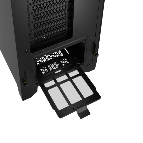 صندوق احترافي العاب Corsair 3000D RGB Airflow بتصميم Mid-Tower، واجهة أمامية عالية التهوية، 3 مراوح RGB مثبتة مسبقاً في الواجهة الأمامية – ساود