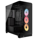 صندوق احترافي Corsair FRAME 4500X RS-R ARGB، زجاج بانورامي مقوّى، نظام تثبيت المراوح InfiniRail، دعامة منع انحناء بطاقة الرسوميات (GPU Anti-Sag) - اسود