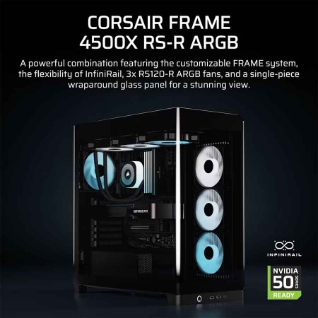 Corsair 4500X RS-R ARGB Case - Panoramic Glass - InfiniRail System - Black Corsair 4500X RS-R ARGB Case - Panoramic Glass - InfiniRail System - Black