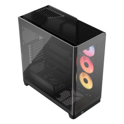 صندوق احترافي Corsair FRAME 4500X RS-R ARGB، زجاج بانورامي مقوّى، نظام تثبيت المراوح InfiniRail، دعامة منع انحناء بطاقة الرسوميات (GPU Anti-Sag) - اسود