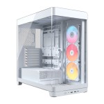 صندوق احترافي Corsair FRAME 4500X RS-R ARGB، زجاج بانورامي مقوّى، نظام تثبيت المراوح InfiniRail، دعامة منع انحناء بطاقة الرسوميات (GPU Anti-Sag) - ابيض