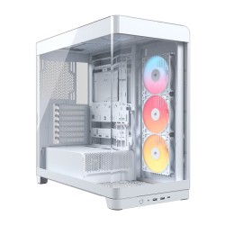 صندوق احترافي Corsair FRAME 4500X RS-R ARGB، زجاج بانورامي مقوّى، نظام تثبيت المراوح InfiniRail، دعامة منع انحناء بطاقة الرسوميات (GPU Anti-Sag) - ابيض