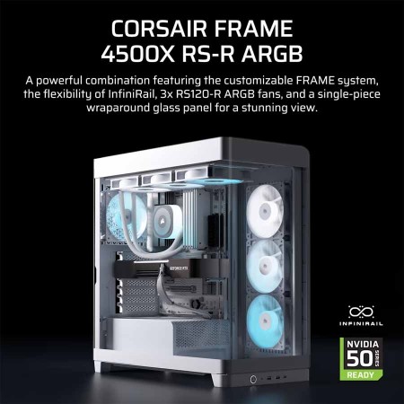 Corsair 4500X RS-R ARGB Case - Panoramic Glass - InfiniRail - White Corsair 4500X RS-R ARGB Case - Panoramic Glass - InfiniRail - White