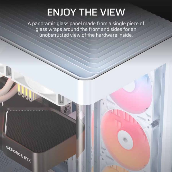 صندوق احترافي Corsair FRAME 4500X RS-R ARGB، زجاج بانورامي مقوّى، نظام تثبيت المراوح InfiniRail، دعامة منع انحناء بطاقة الرسوميات (GPU Anti-Sag) - ابيض صندوق احترافي Corsair FRAME 4500X RS-R ARGB، زجاج بانورامي مقوّى، نظام تثبيت المراوح InfiniRail، دعامة منع انحناء بطاقة الرسوميات (GPU Anti-Sag) - ابيض