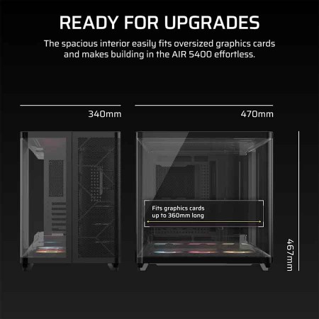 Corsair Air 5400 RS-R ARGB Case - Triple Chamber - Dual Airflow Ducts - Black