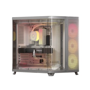 صندوق احترافي العاب CORSAIR AiR 5400 RS-R ARGB، Mid-Tower ثلاثي الحجرات، مع قنوات تدفق هواء مزدوجة لتبريد قوي – اسود