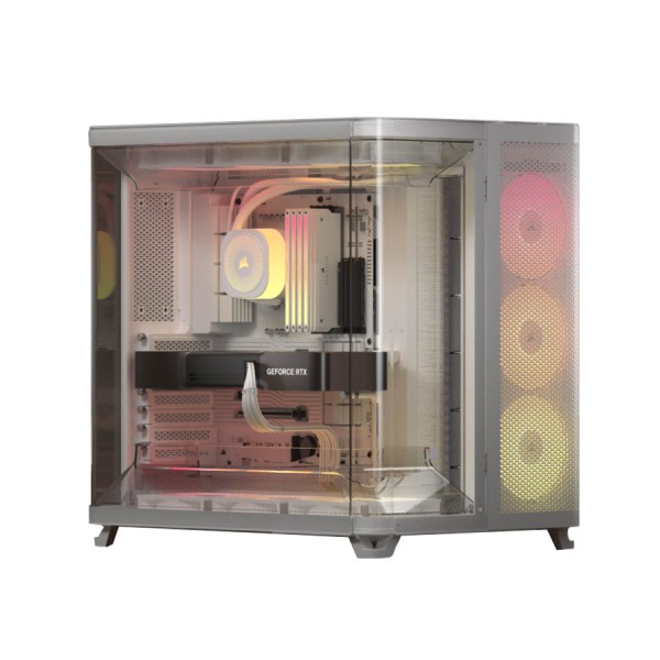 PC Case CORSAIR AiR 5400 RS-R ARGB ,Triple Chamber Mid-Tower Dual airflow ducts for powerful - White