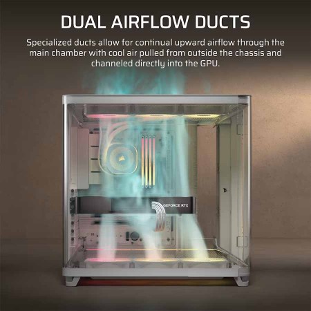 Corsair Air 5400 RS-R ARGB Case - Triple Chamber - Dual Airflow Ducts - White Corsair Air 5400 RS-R ARGB Case - Triple Chamber - Dual Airflow Ducts - White