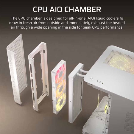 Corsair Air 5400 RS-R ARGB Case - Triple Chamber - Dual Airflow Ducts - White Corsair Air 5400 RS-R ARGB Case - Triple Chamber - Dual Airflow Ducts - White