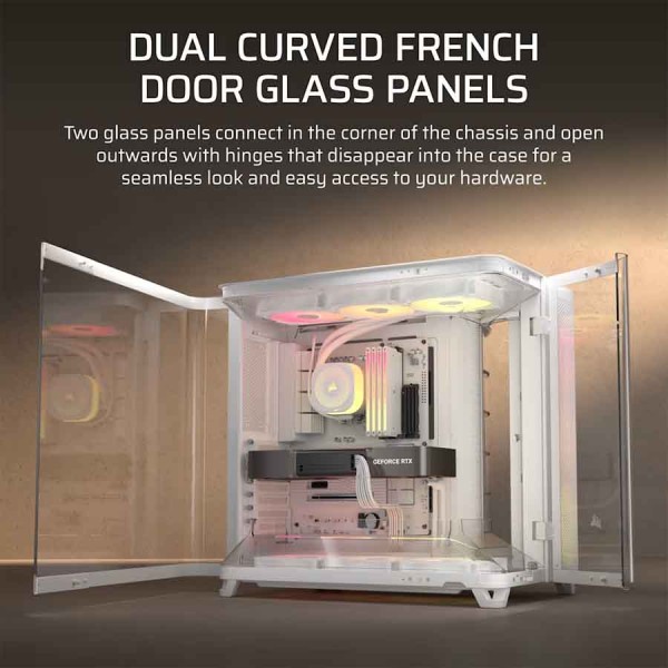 PC Case CORSAIR AiR 5400 RS-R ARGB ,Triple Chamber Mid-Tower Dual airflow ducts for powerful - White