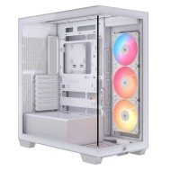 صندوق احترافي  Corsair 3500X RS‑R ARGB، زجاج مقسّى بانورامي، 3 مراوح RS-R ARGB مثبتة مسبقًا، الهيكل من الفولاذ – ابيض
