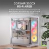 صندوق احترافي  Corsair 3500X RS‑R ARGB، زجاج مقسّى بانورامي، 3 مراوح RS-R ARGB مثبتة مسبقًا، الهيكل من الفولاذ – ابيض