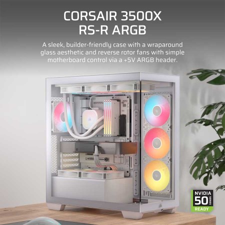 Corsair 3500X RS-R ARGB Case - Panoramic Glass - 3x ARGB Fans - White Corsair 3500X RS-R ARGB Case - Panoramic Glass - 3x ARGB Fans - White