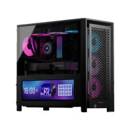 صندوق احترافي ألعاب Corsair FRAME 4000D LCD RS ARGB، ميد‑تاور فاخرة، شاشة لمس Xeneon Edge بحجم 14.5 بوصة، 4 مراوح RS120 PWM ARGB، نظام تركيب مراوح InfiniRail™ مرن – أسود
