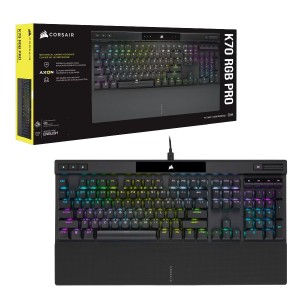 لوحة مفاتيح ألعاب ميكانيكية احترافية CORSAIR K70 RGB PRO، إضاءة RGB ، تقنية AXON Hyper-Processing لمعالجة فائقة السرعة، مفاتيح CHERRY® MX Silent Red - اسود
