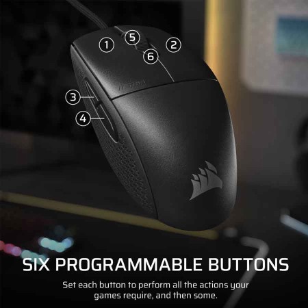 Wired Gaming Mouse CORSAiR M55 ,up to 16,000 DPI ,up to 60 million clicks ,DPI toggle button with multiple preset levels - Black
