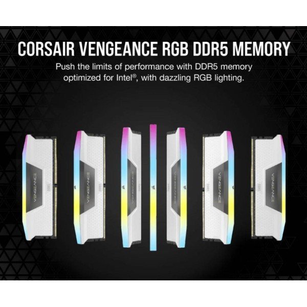 MEMORY CORSAIR VENGEANCE RGB, 32GB (2×16GB), 6400MHz DDR5, CL36, Supports Intel XMP 3.0, iCUE software - WHITE MEMORY CORSAIR VENGEANCE RGB, 32GB (2×16GB), 6400MHz DDR5, CL36, Supports Intel XMP 3.0, iCUE software - WHITE