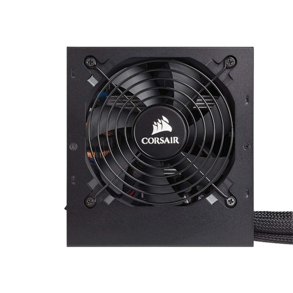 مزود الطاقة CORSAIR CX650, قدرة 650 واط, شهادة كفاءة 80 PLUS Bronze, مقاس ATX,  مروحة تبريد 120 مم, تصميم غير معياري مع كابلات ثابتة ومسطحة - أسود