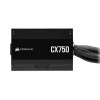 مزود الطاقة CORSAIR CX750, قدرة 750 واط, شهادة كفاءة 80 PLUS Bronze, مقاس ATX, مروحة تبريد 120 مم, تصميم غير معياري مع كابلات ثابتة ومسطحة - أسود