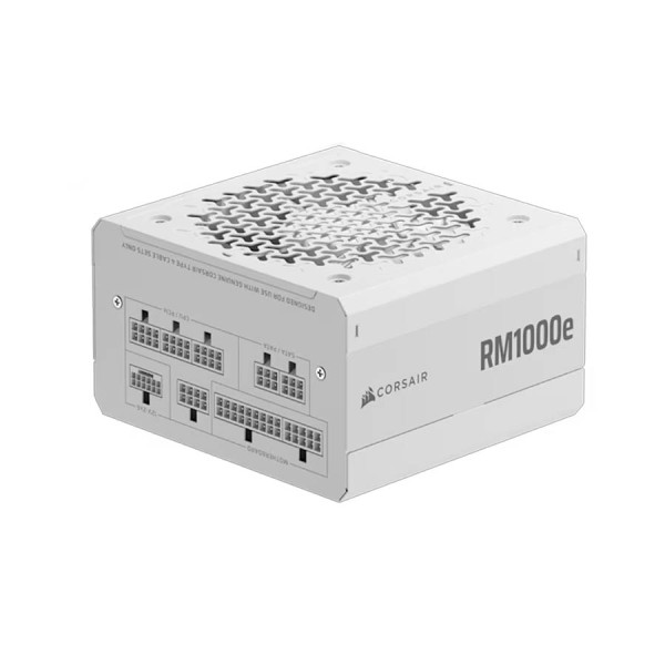 Power Supply CORSAIR RM1000e ,1000W continuous power output ,80 PLUS Gold efficiency ,ATX 3.1 power ,Zero RPM mode - White