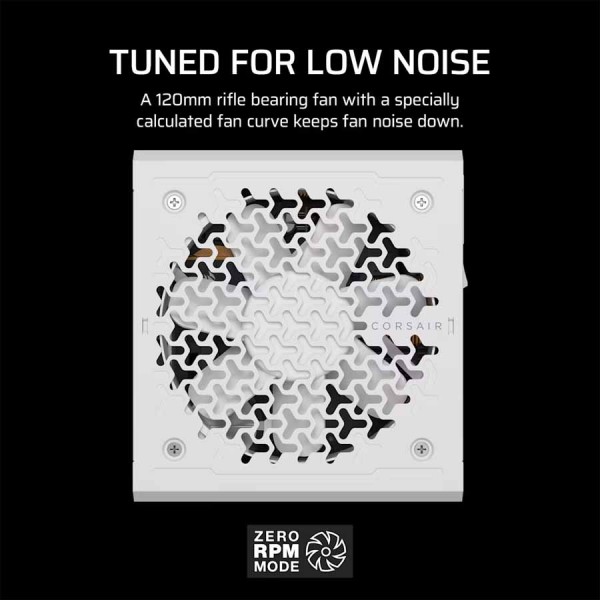 Power Supply CORSAIR RM1000e ,1000W continuous power output ,80 PLUS Gold efficiency ,ATX 3.1 power ,Zero RPM mode - White