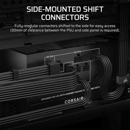 مزود طاقة CORSAIR RM750x SHIFT 750W Fully Modular Power Supply بتصميم Fully Mod،مع كفاءة 80 PLUS Gold، ويتميز بتصميم توصيل جانبي SHIFT لسهولة إدارة الكابلات - اسود مزود طاقة CORSAIR RM750x SHIFT 750W Fully Modular Power Supply بتصميم Fully Mod،مع كفاءة 80 PLUS Gold، ويتميز بتصميم توصيل جانبي SHIFT لسهولة إدارة الكابلات - اسود