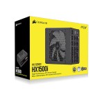 مزود طاقة Corsair HX1500i بقدرة 1500W واط Fully Modular، مع شهادة كفاءة 80 PLUS Platinum، وتقنية Zero RPM، وكابل 12V-2x6 / PCIe 5 لدعم البطاقات الرسومية الحديثة – اسود