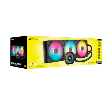 مبرد معالج سائل Corsair iCUE LINK TITAN 420 RX RGB 420mm AIO، ثلاث مراوح RX140 RGB، نظام iCUE LINK، مضخة ثلاثية الطور – اسود مبرد معالج سائل Corsair iCUE LINK TITAN 420 RX RGB 420mm AIO، ثلاث مراوح RX140 RGB، نظام iCUE LINK، مضخة ثلاثية الطور – اسود