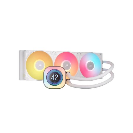 مبرد مائي CORSAIR iCUE LINK TITAN 360 RX LCD, مقاس 360 مم , مع 3 مراوح RX120 RGB , شاشة LCD قياس 2.1 بوصة, أنابيب مطاطية, تحكم كامل عبر iCUE LINK - أبيض