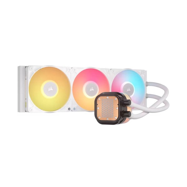 مبرد مائي CORSAIR iCUE LINK TITAN 360 RX LCD, مقاس 360 مم , مع 3 مراوح RX120 RGB , شاشة LCD قياس 2.1 بوصة, أنابيب مطاطية, تحكم كامل عبر iCUE LINK - أبيض
