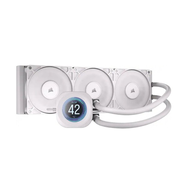 CORSAIR NAUTILUS 360 RS LCD AIO, 360mm radiator 3X 120mm Fans,  2.1-inch IPS LCD screen, support latest AMD and Intel CPUs - WHITE