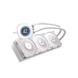 عروض رمضان على مبرد CORSAIR NAUTILUS 360 RS LCD بنظام تبريد سائل AIO، رادياتير 360mm مع 3 مراوح 120mm، شاشة IPS LCD مقاس 2.1 بوصة، يدعم أحدث معالجات AMD و Intel – ابيض