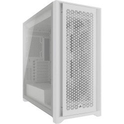 كيس كمبيوتر CORSAIR 5000D Core Airflow متوسط الحجم ATX Mid-Tower، مزوّد بلوح أمامي عالي التهوية - أبيض