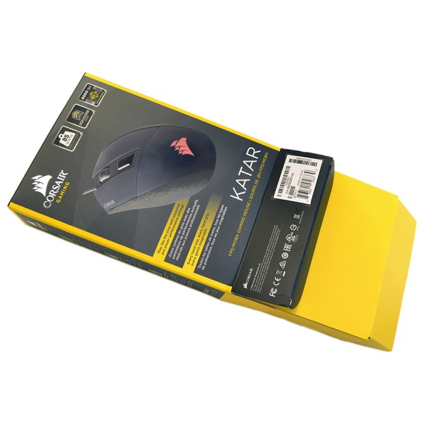 فأرة العاب سلكية Corsair Katar Gaming Mouse, مستشعر بصري عالي الدقة يصل إلى 8000 DPI, وزن 85 جرام, معدل استجابة 1000Hz, مع 4 أوزار قابلة للبرمجة - أسود