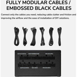 Power Supply COUGAR GLE 1000W 80 PLUS Gold Fully Modular, ATX 3.1, PCIe 5.0 Ready - BLACK