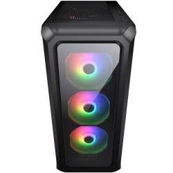 صندوق احترافي COUGAR Archon 2 Crystalline RGB، مزوّد بثلاث مراوح ARGB مثبتة مسبقًا، بحجم Mid Tower، يحتوي على 2 × USB 3.0 و1 × USB 2.0 - اسود