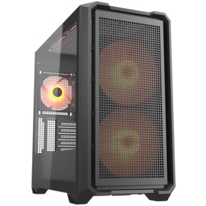 صندوق احترافي COUGAR MX600 MINI RGB، نوع Mini Tower، مزود بمراوح أمامية كبيرة 160mm ARGB PWM لتدفق هواء فائق، يدعم تقنيات BTF / Project Zero،  Mini ITX / Micro ATX - اسود