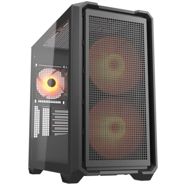 صندوق احترافي COUGAR MX600 MINI RGB، نوع Mini Tower، مزود بمراوح أمامية كبيرة 160mm ARGB PWM لتدفق هواء فائق، يدعم تقنيات BTF / Project Zero،  Mini ITX / Micro ATX - اسود