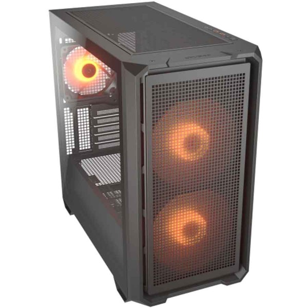 صندوق احترافي COUGAR MX600 MINI RGB، نوع Mini Tower، مزود بمراوح أمامية كبيرة 160mm ARGB PWM لتدفق هواء فائق، يدعم تقنيات BTF / Project Zero،  Mini ITX / Micro ATX - اسود