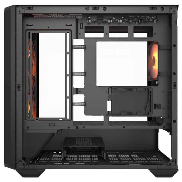 صندوق احترافي COUGAR MX600 MINI RGB، نوع Mini Tower، مزود بمراوح أمامية كبيرة 160mm ARGB PWM لتدفق هواء فائق، يدعم تقنيات BTF / Project Zero،  Mini ITX / Micro ATX - اسود