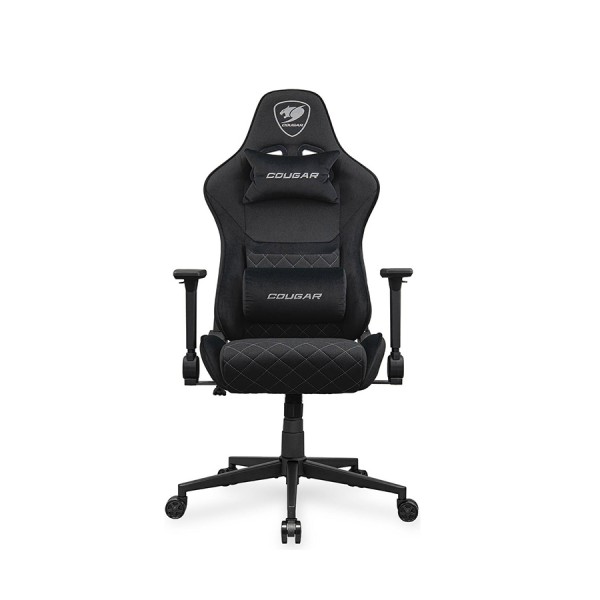كرسي ألعاب COUGAR Armor One V2 F بتصميم ظهر مرتفع، قماش قابل للتهوية، مساند ذراع قابلة للتعديل 4D، قاعدة معدنية خماسية – أسود