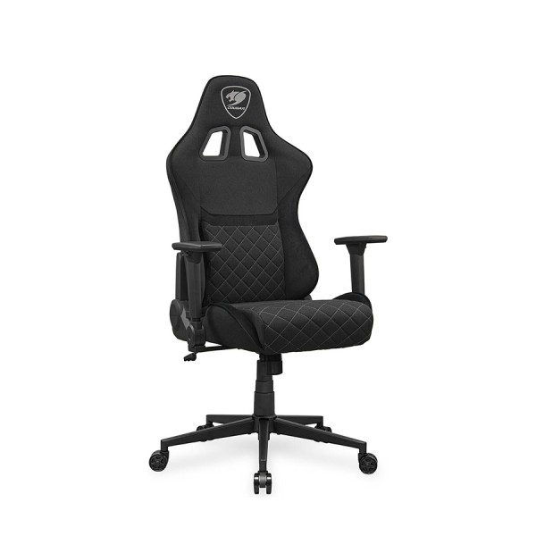 كرسي ألعاب COUGAR Armor One V2 F بتصميم ظهر مرتفع، قماش قابل للتهوية، مساند ذراع قابلة للتعديل 4D، قاعدة معدنية خماسية – أسود